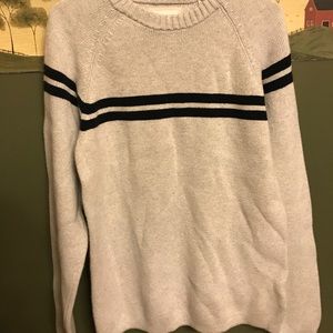 Cream Sweater with Blue Stripe
